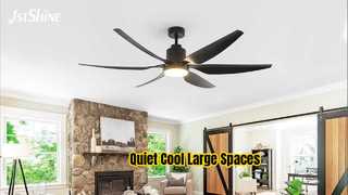 Ventilatore da soffitto nero da 66 pollici Luce LED silenziosa con motore CC