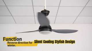 Modern 52 Inch Black Ceiling Fan with LED Light
