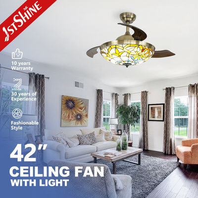comprare Ventilatore di soffitto retrattile da 42 pollici con luci a LED a 3 colori fabbricazione online