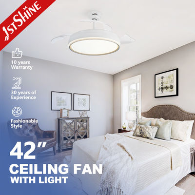 comprare Disegno contemporaneo 5 velocità LED ventilatore di soffitto con lame nascoste 42 pollici risparmiatore di spazio fabbricazione online