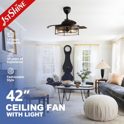 comprare 42 pollici casa di campagna E27 Moderno LED ventilatore di soffitto invisibile lampadina retrattile ventilatore di soffitto luci fabbricazione online