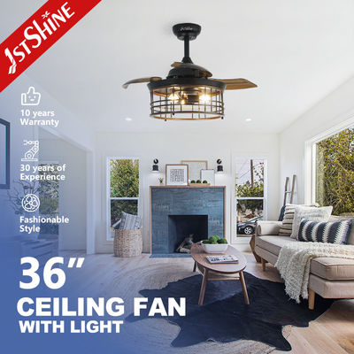 comprare Fonte luminosa a LED Ventilatore di soffitto da 36 pollici con lame retrattibili e motore in rame al 100% fabbricazione online