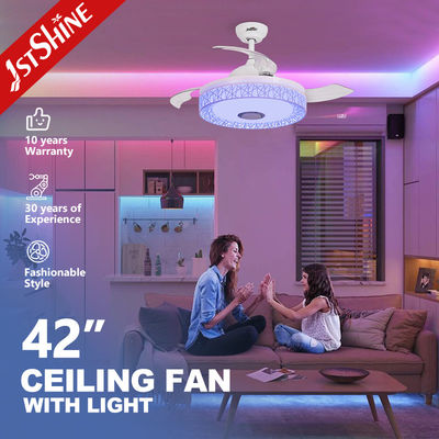 comprare Ventilatore da soffitto musicale con lame retrattili 1stshine tipo motore DC, altoparlante e illuminazione fabbricazione online