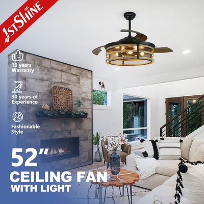 comprare Ventilatore di soffitto retrattile da 52 pollici a grande flusso d'aria con lame nascoste e funzione di memoria fabbricazione online