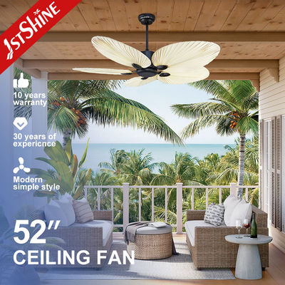 Ventilatore da soffitto decorativo a 5 foglie di palma senza luce con motore silenzioso e telecomando