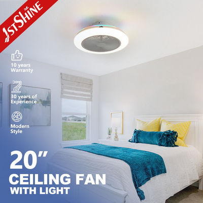 Home Office Ventilatore di soffitto a LED da 20 pollici con lamelle nascoste di luce multicolore a controllo remoto e RGB