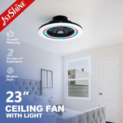Ventilatore in camera da letto senza lame con luce RGB Smart APP Nero Moderno Piccolo Multicolore