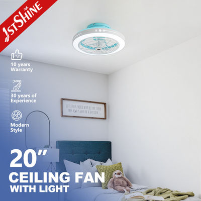 Buon prezzo Ventilatore di soffitto da 20 pollici blu ABS a lame a basso profilo con telecomando e corpo di lampada in metallo in linea