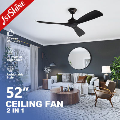 2in1 52' Smart ceiling fan con motore DC leggero Alta velocità in nero 6 velocità di scelta