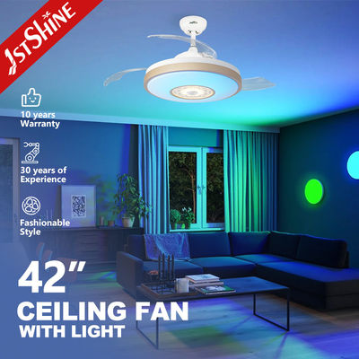 Elegante ventilatore di soffitto interno in metallo con lame nascoste e funzione di luce LED di raffreddamento dell'aria