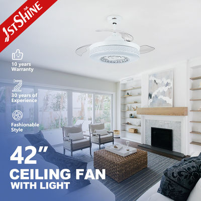 Ventilatore di soffitto a LED in stile antico Alta velocità Lame retrattili bianche con telecomando
