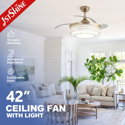 Ventilatore di soffitto a LED retrattile da 42 pollici con controllo remoto di luce e app intelligente