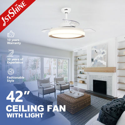 Ventilatore di soffitto a LED a motore AC/DC con lame chiare pieghevoli 42 pollici