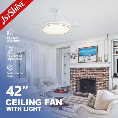 1stshine Ventilatore di soffitto a LED con pale retrattili e telecomando 3 luci a LED a colori