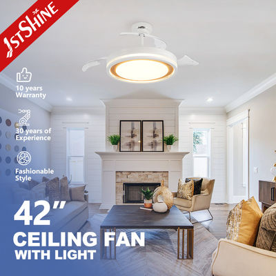 Ventilatore di soffitto a LED in stile Wind Modern standard con lame nascoste e lame PC in bianco