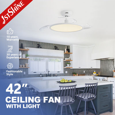 Ventilatore di soffitto retrattile di design elegante e bianco ultra sottile con luce a LED e 6