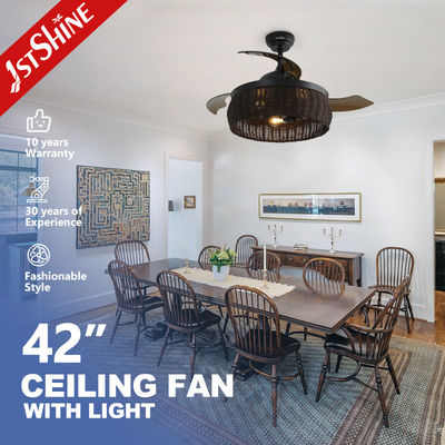 Buon prezzo 1stshine Ventilatore da soffitto in rotino con disegno antico e lame invisibili in linea