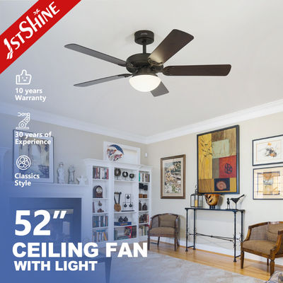 Controllo di parete 52 pollici MDF 5 lame LED ventilatore di soffitto con luce scure Design classico