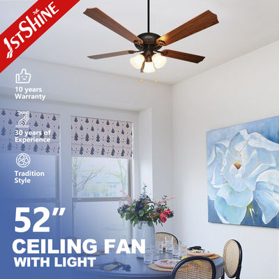 Ventilatore di soffitto tradizionale a LED da 52 pollici con 5 lame in MDF e servizi di soluzioni di illuminazione