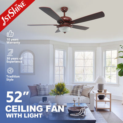 retro ventilatore da soffitto 3000K con le pale scure della noce ed il paralume di vetro