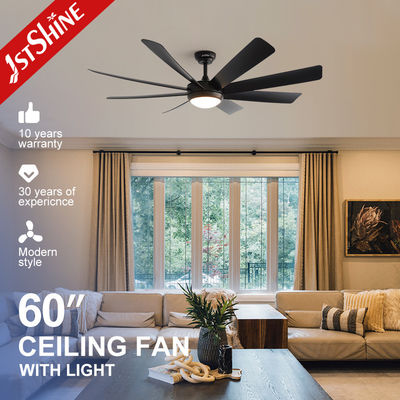 Fonte di alimentazione a corrente continua 60 pollici Ventilatore di soffitto ABS nero con luci a LED e lame di plastica