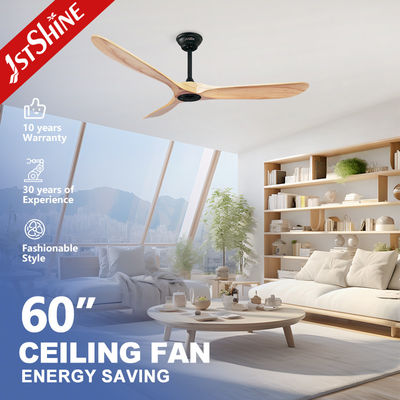 Ventilatore di soffitto intelligente a controllo remoto con 3 lame di legno massello e fonte di alimentazione elettrica