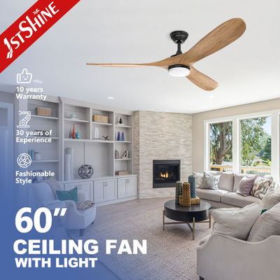 3 Ventilatore di soffitto a lame di legno con luce a LED dimmabile Hotel decorativo all'interno
