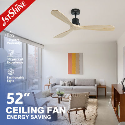 Ventilatore di soffitto a motore a corrente continua a risparmio energetico con lame di legno naturale e telecomando intelligente