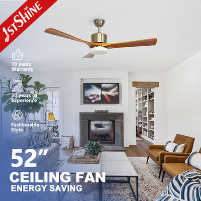 Ventilatore di soffitto in legno massello da 52 pollici con soluzioni di illuminazione intelligente a distanza e intelligente
