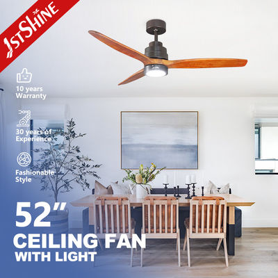 Controllo a distanza Ventilatore di soffitto a LED in legno massello da 52 pollici con luce e design LED decorativo