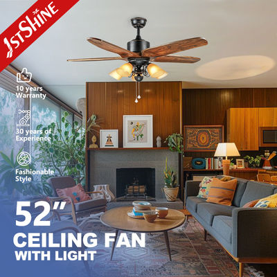 Buon prezzo Supporto Dimmer Ventilatore di soffitto da 52 pollici con 5 lame di legno e inserzione a catena di trazione 110-240V in linea