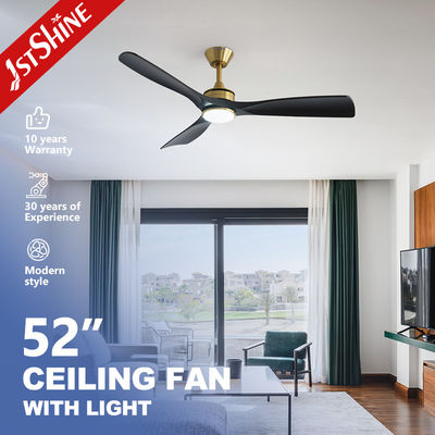 Ventilatore di soffitto a LED moderno da 52 pollici con motore a corrente continua, lame ABS nere