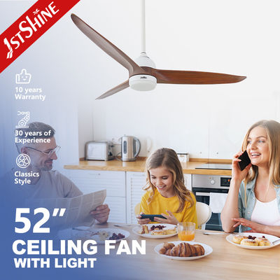 Ventilatore di soffitto in legno da 52 pollici con controllo remoto intelligente a motore a corrente continua