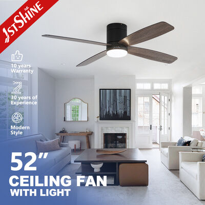 Ventilatore da soffitto a filo da 52 pollici con luce LED e motore DC silenzioso per soffitti bassi