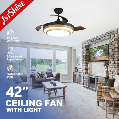 Ventilatore di soffitto retrattile da 42 pollici con luce a LED e telecomando per spazi moderni