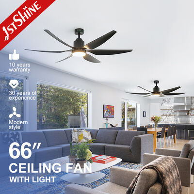 Buon prezzo Ventilatore di soffitto nero moderno da 66 pollici con luce con lame ABS e motore CC per risparmio energetico e basso rumore in linea