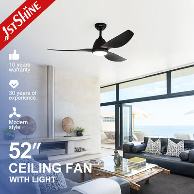 Ventilatore da soffitto nero da 52 pollici con pale in ABS e illuminazione a LED con motore CC silenziosissimo
