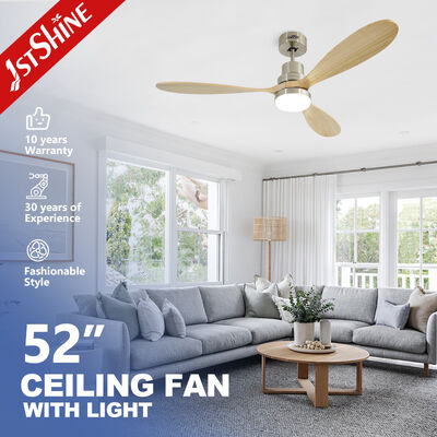Buon prezzo Ventilatore di soffitto a LED da 52 pollici a controllo remoto con lame di legno massello e luce integrata in linea